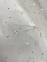 Gold Yıldız Varak Baskı Hayal Tül kırık beyaz