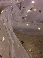 Ayyıldız desen varak baskı lila