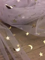 Ayyıldız desen varak baskı lila