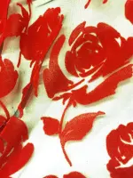 flok baskı gül desen kırmızı