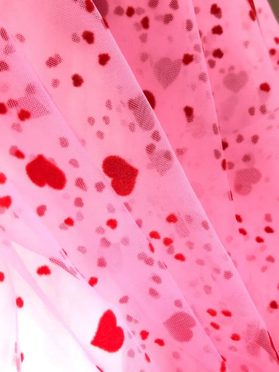 şeker pembe hayal tüle kırmızı flok kalp