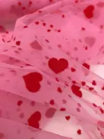 şeker pembe hayal tüle kırmızı flok kalp