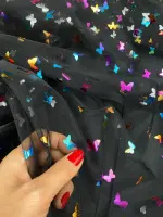 Hologram Varak Baskı Kelebek Siyah